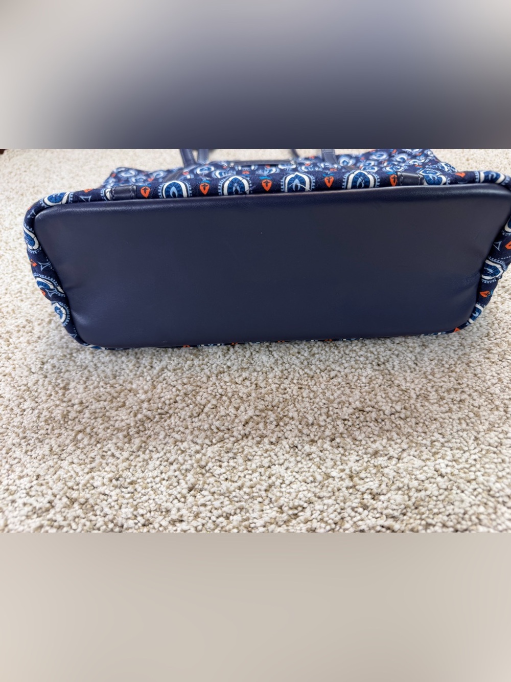 Vera Bradley Trimmed Small Vera Tote Bag in "Marrakesh Motifs" Pattern Blue - Picture 5 of 15